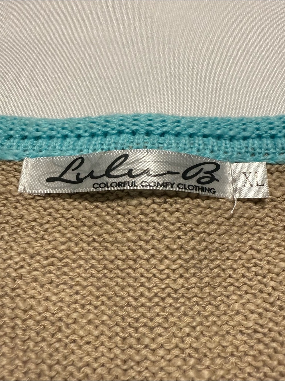 Lulu B Women’s XL Striped Knit Cardigan Sweater Blue Tan Yellow 100% Cotton - Picture 7 of 11